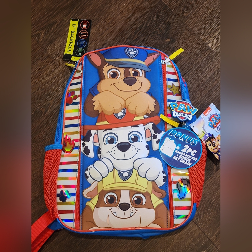 Paw Patrol Colorful Kids Backpack with Red and Blue
